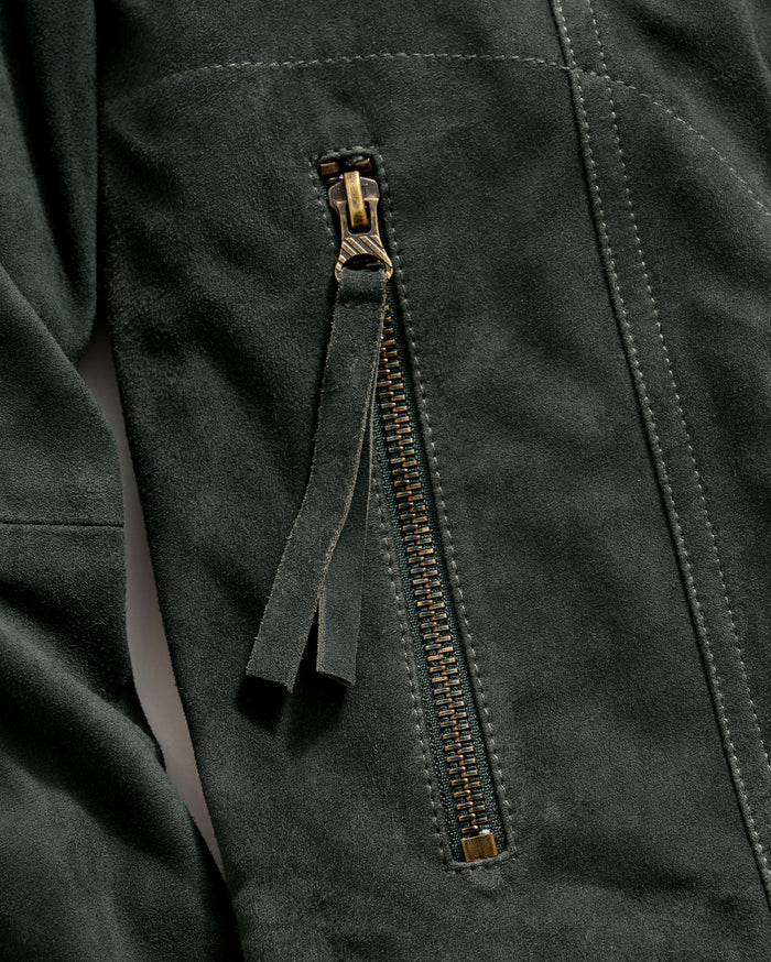 Suede Biker Jacket in Scarab