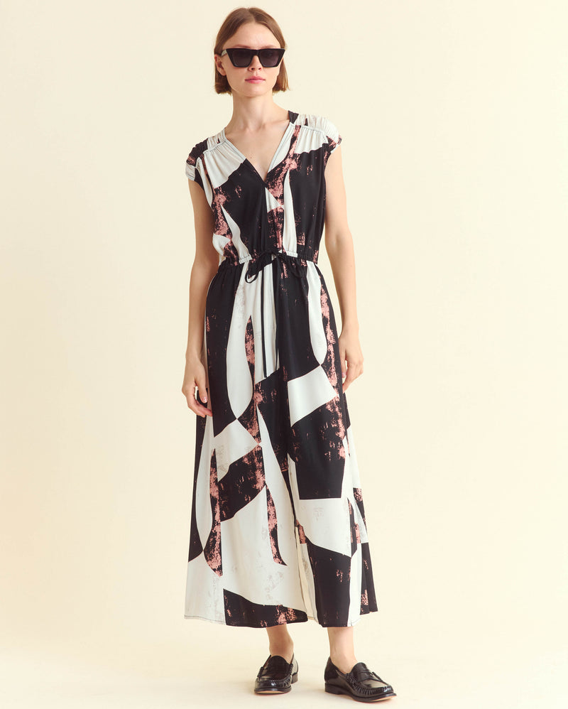 Modern Art V-Neck Maxi Dress