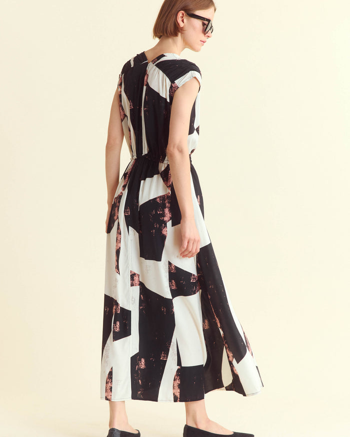 Modern Art V-Neck Maxi Dress