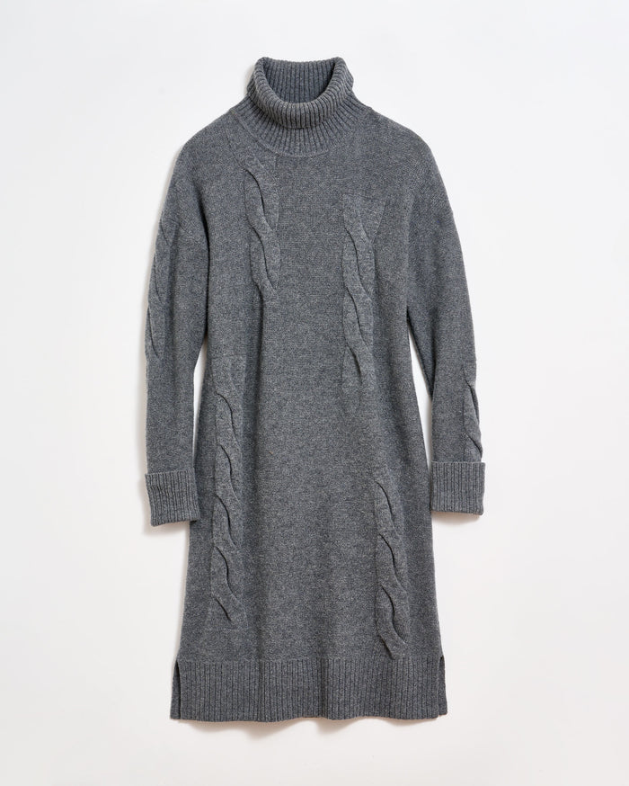 Fading Cable Sweater Dress in Charcoal