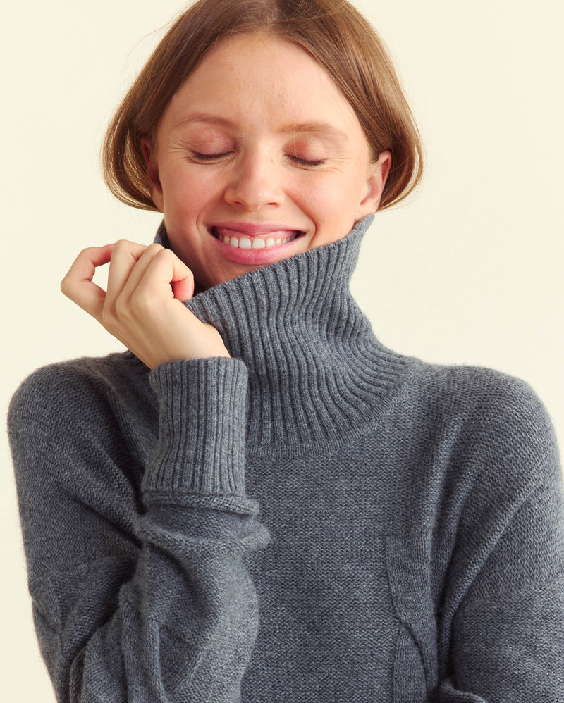 Fading Cable Sweater Dress in Charcoal