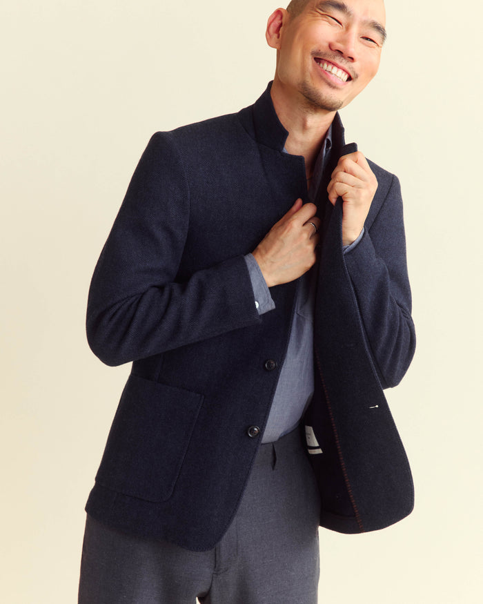 HERRINGBONE DYLAN JACKET	NAVY