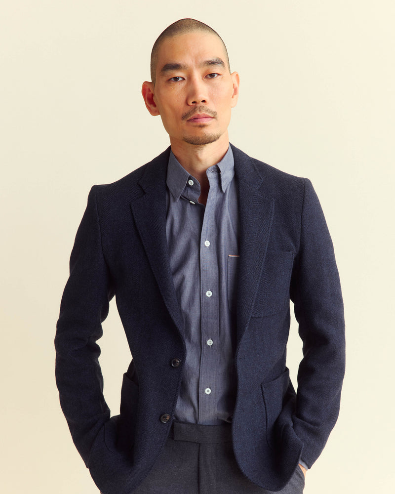 HERRINGBONE DYLAN JACKET	NAVY