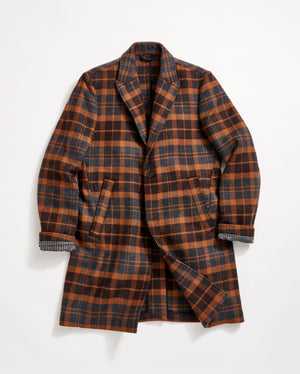 Bold Plaid Walking Car Coat in Asphalt/Multi