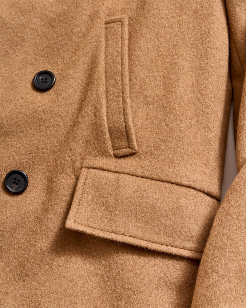 Camel Hair Bond Peacoat in Camel