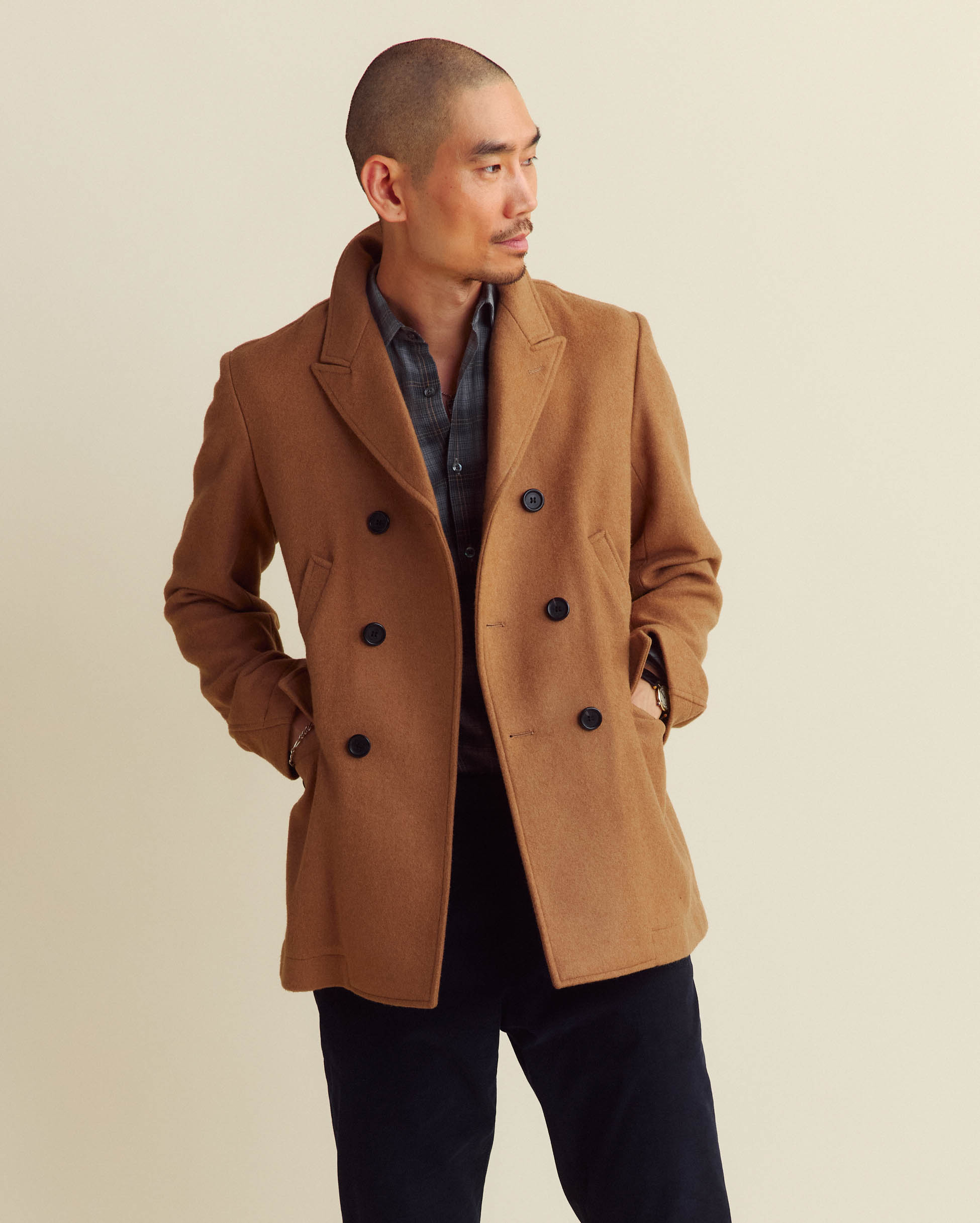 Camel hair peacoat best sale