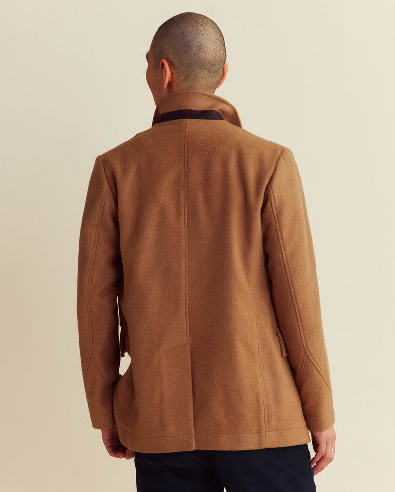 Camel Hair Bond Peacoat in Camel