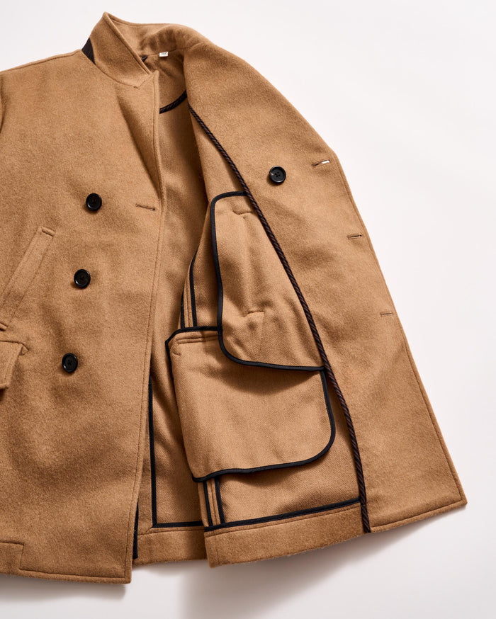 Camel Hair Bond Peacoat in Camel