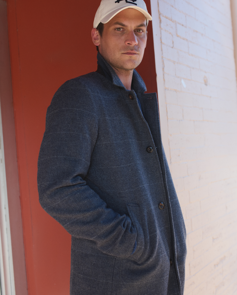 Cooper Overcoat in Navy Multi