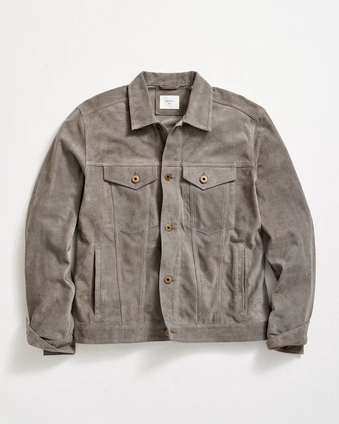 Suede Tupelo Trucker Jacket in Dark Metal