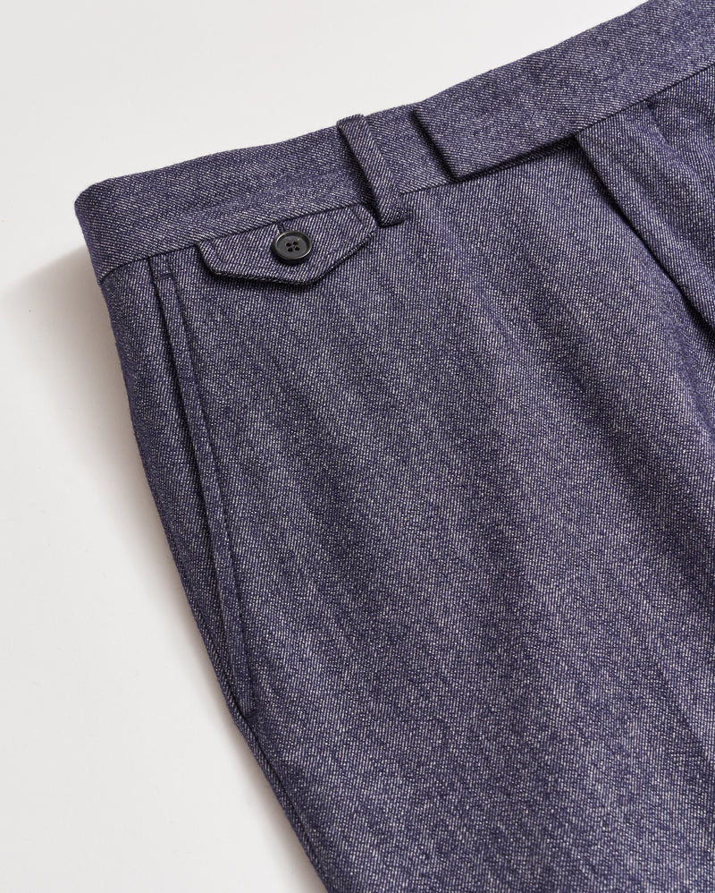 Twill Flat Front Trouser in Indigo