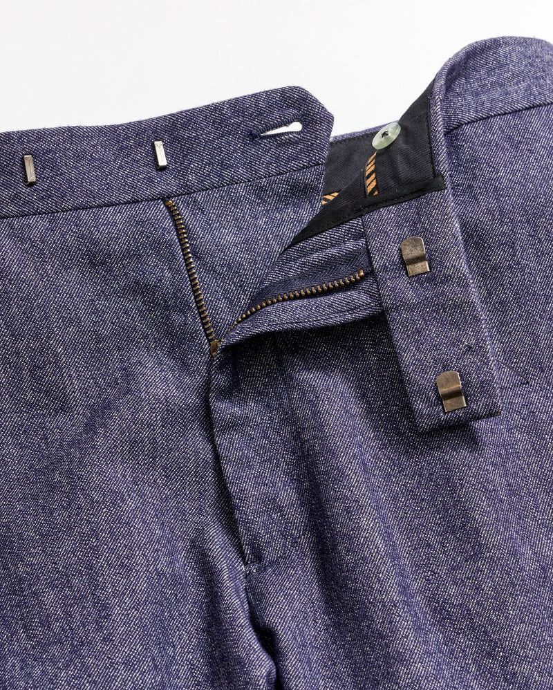 Twill Flat Front Trouser in Indigo