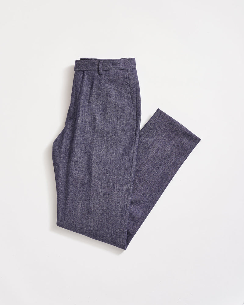 Twill Flat Front Trouser in Indigo