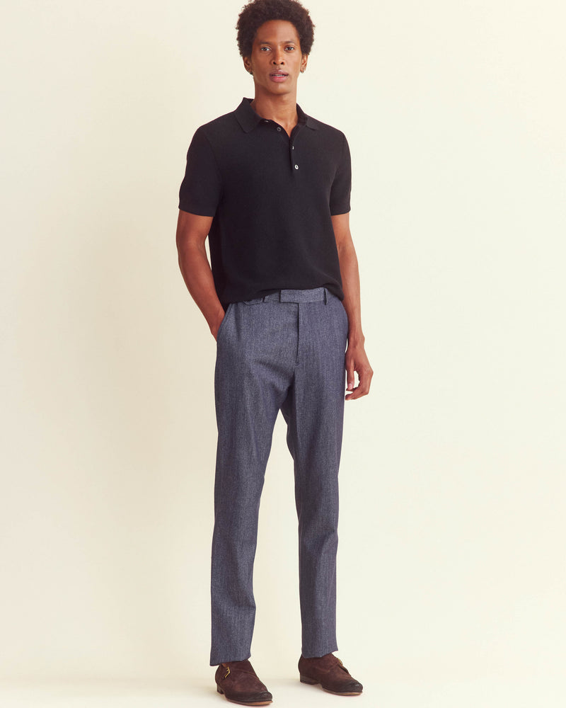 Twill Flat Front Trouser in Indigo