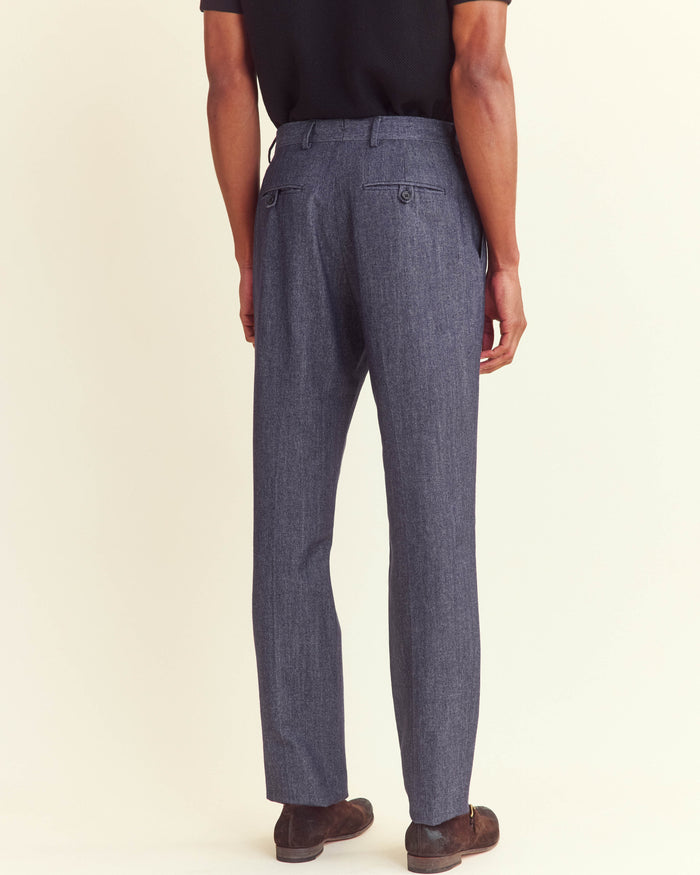 Twill Flat Front Trouser in Indigo