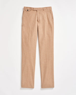 Flannel Flat Front Trouser in Camel Heather