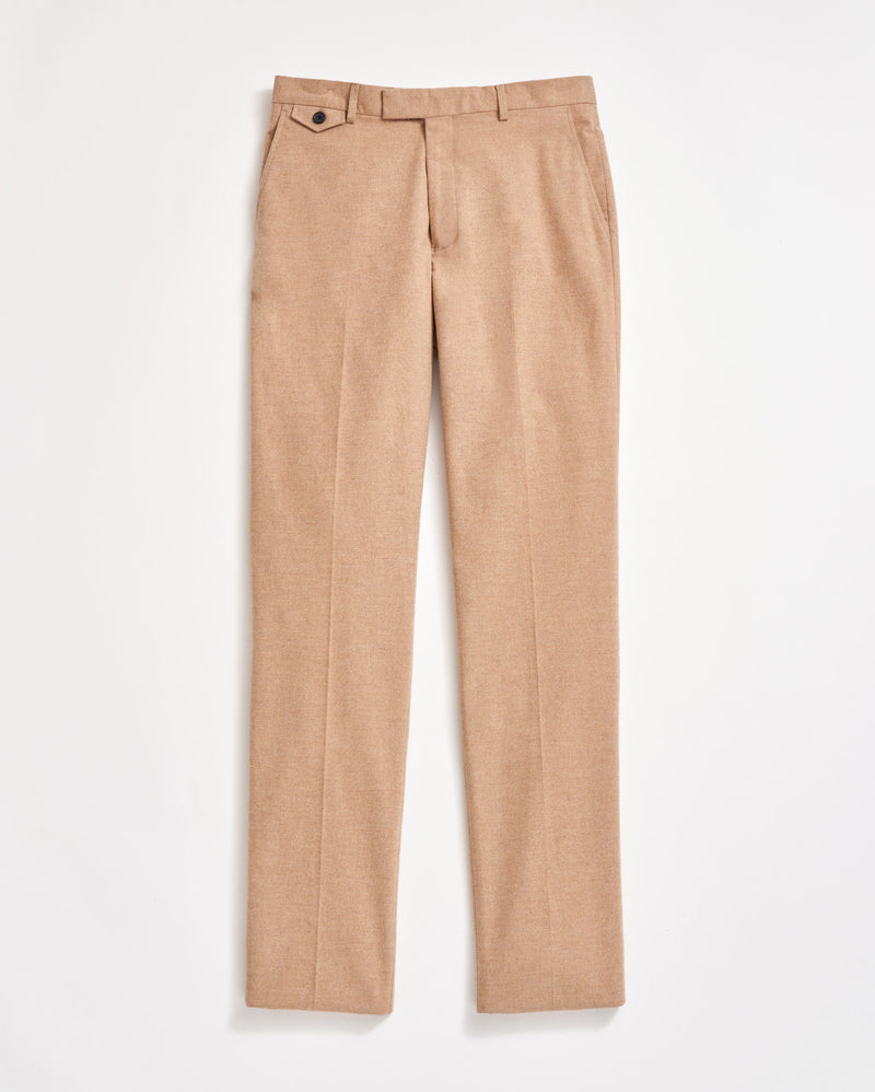 Flannel Flat Front Trouser in Camel Heather