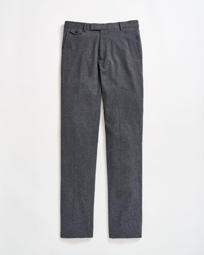 Flannel Flat Front Trouser in Charcoal Heather