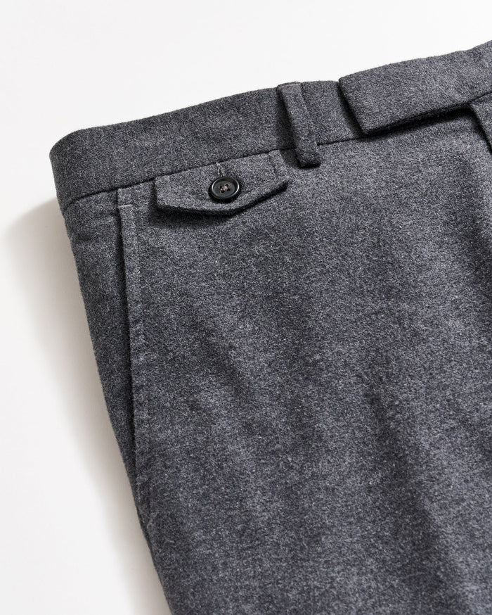 Flannel Flat Front Trouser in Charcoal Heather