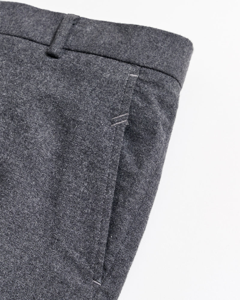 Flannel Flat Front Trouser in Charcoal Heather