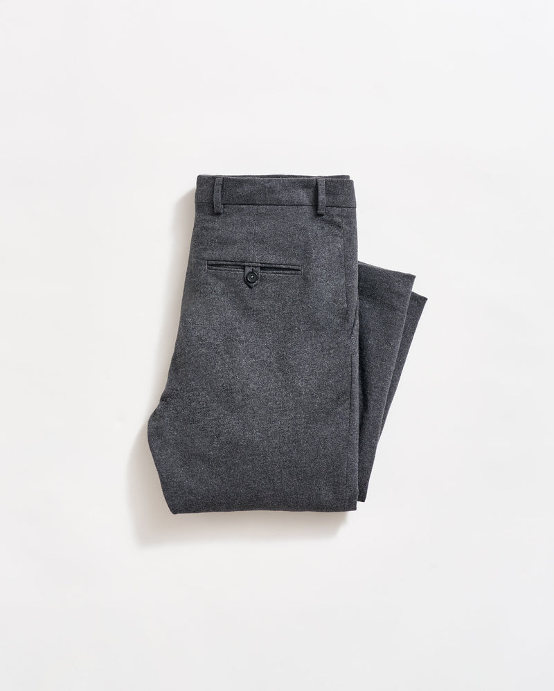 Flannel Flat Front Trouser in Charcoal Heather