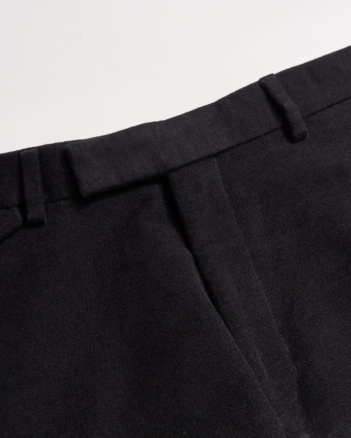 Twill Moleskin Flat Front Trouser in Black