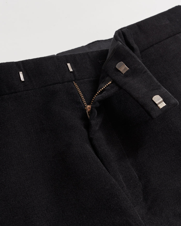 Twill Moleskin Flat Front Trouser in Black