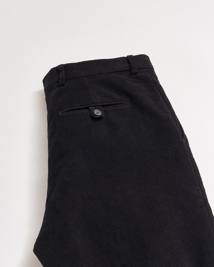 Twill Moleskin Flat Front Trouser in Black