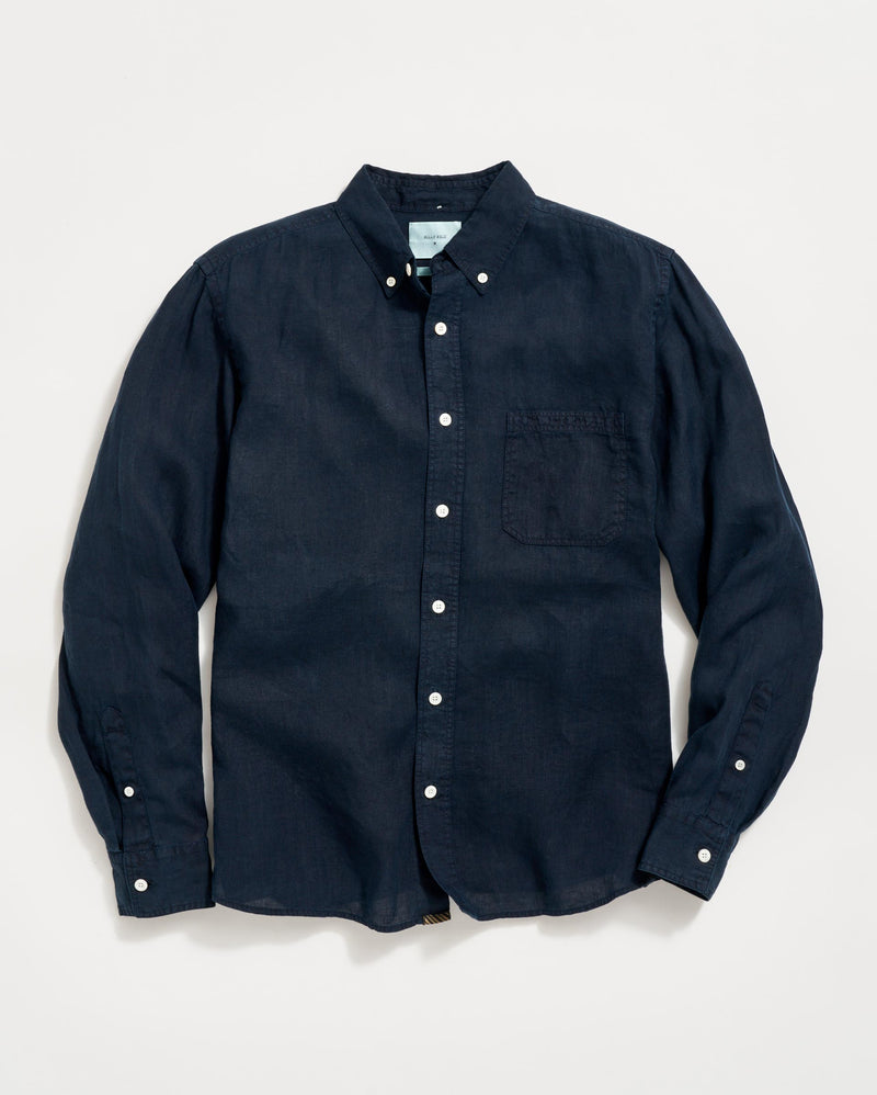 Tuscumbia Linen Shirt Button Down in Carbon Blue