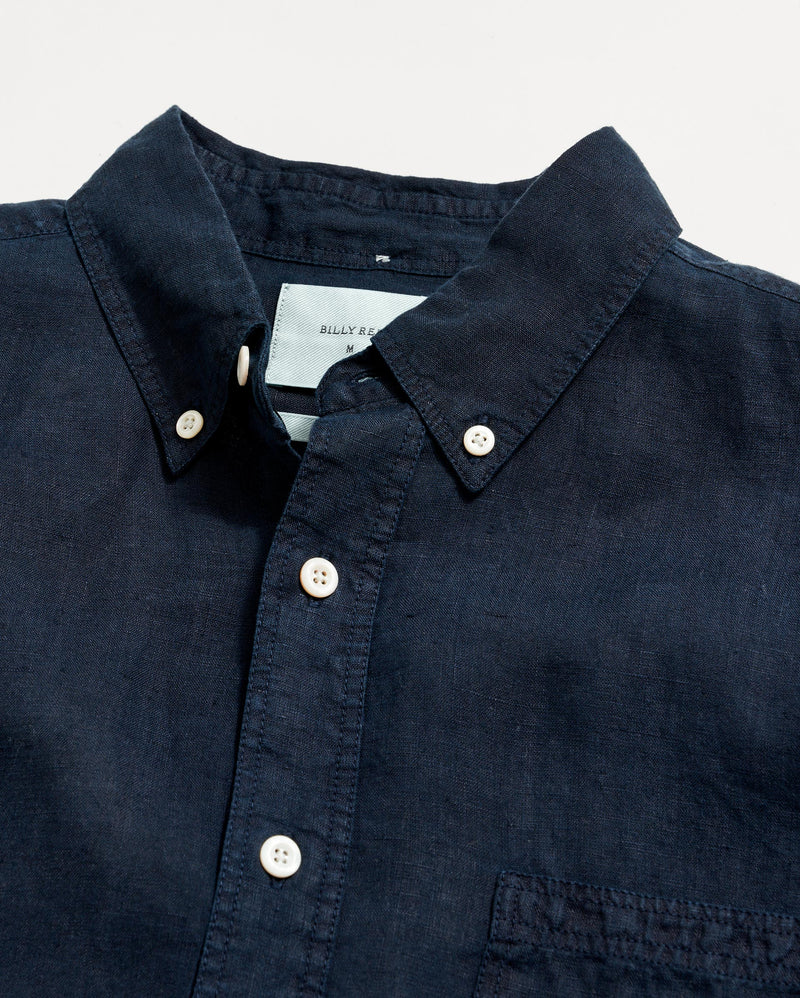 Tuscumbia Linen Shirt Button Down in Carbon Blue