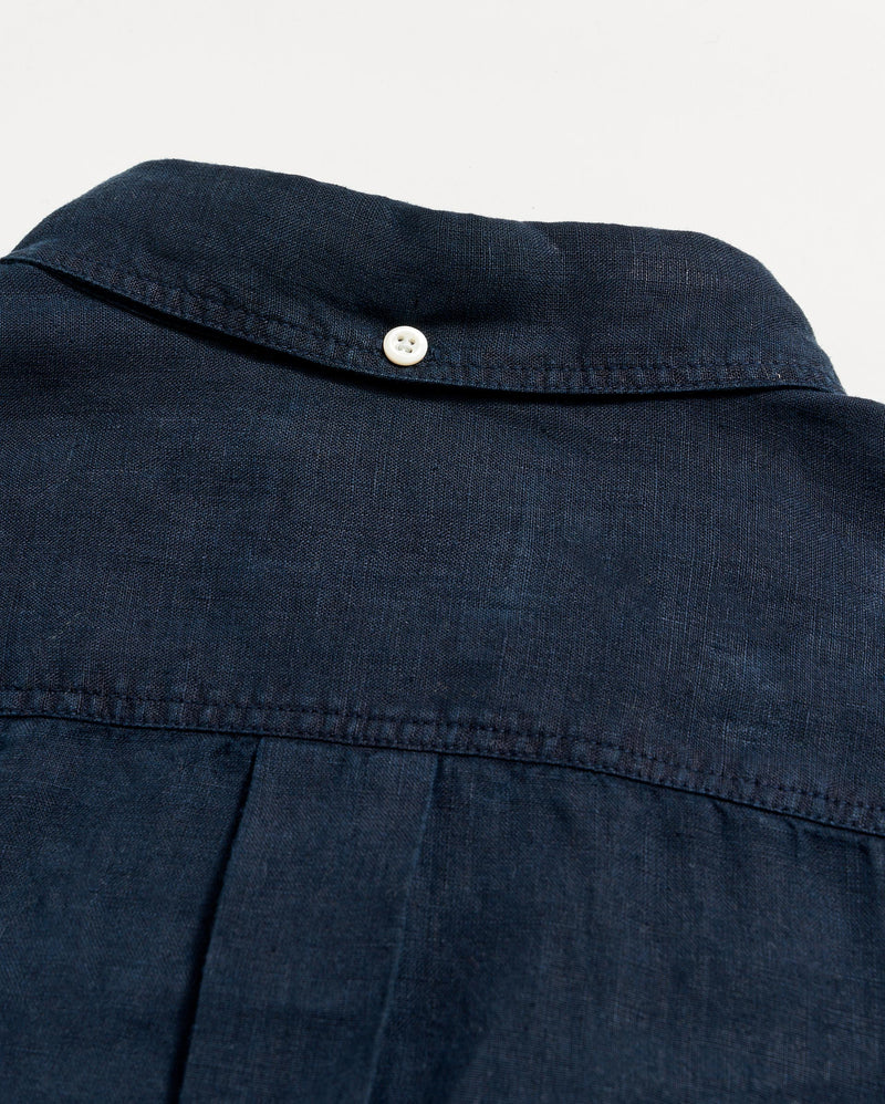 Tuscumbia Linen Shirt Button Down in Carbon Blue