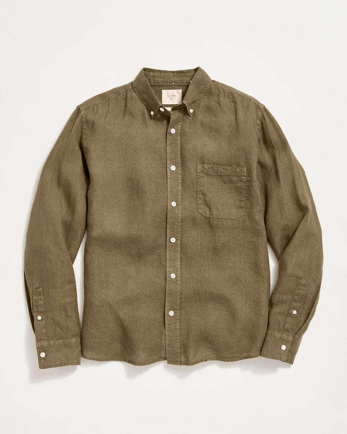 Tuscumbia Linen Shirt Button Down in Olive