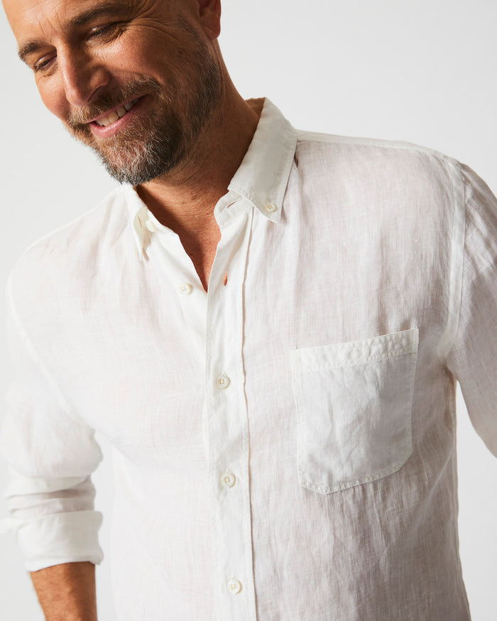 Tuscumbia Linen Shirt Button Down in White