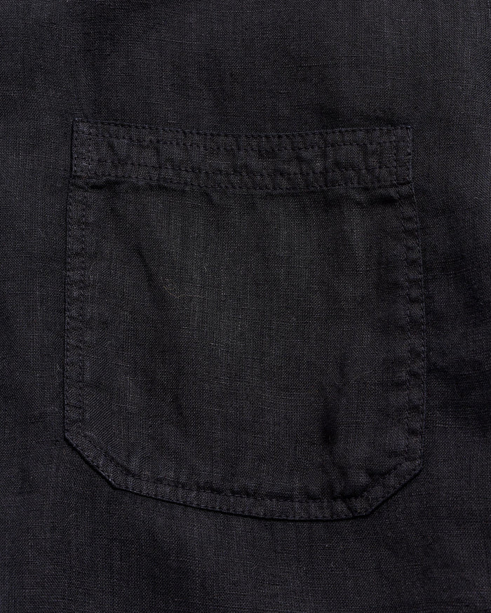 Short Sleeve Linen Tuscumbia Shirt Button Down in Black