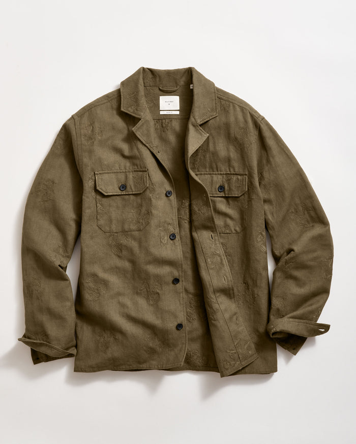 Pelican Gulf Embroidered Overshirt in Olive