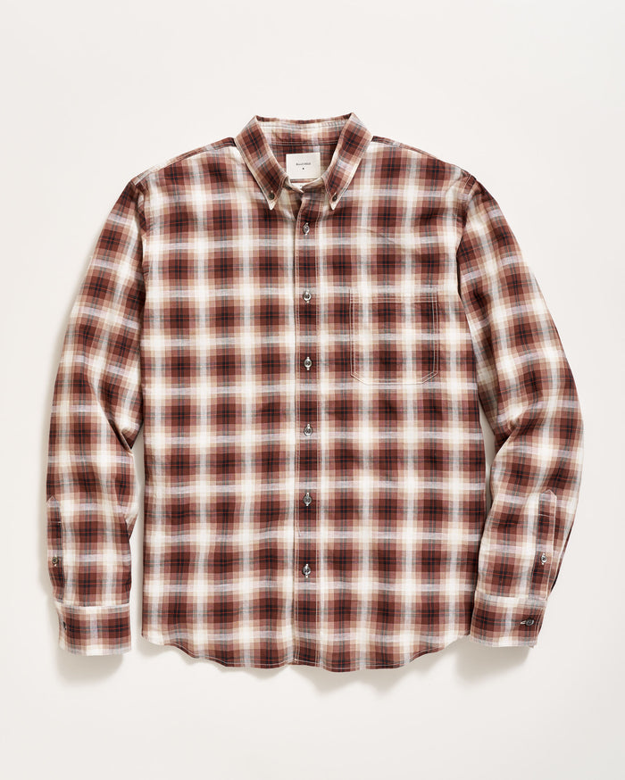 Textural Grid Plaid Tuscumbia Shirt Button Down in Bark/Multi