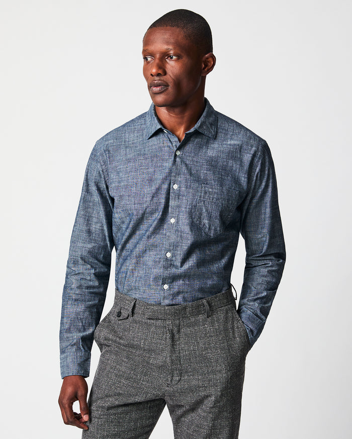 Chambray Pickwick Shirt in Indigo