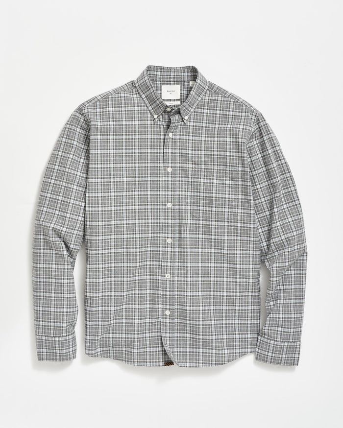 Melange Plaid Tuscumbia Shirt Button Down in Light Grey Melange