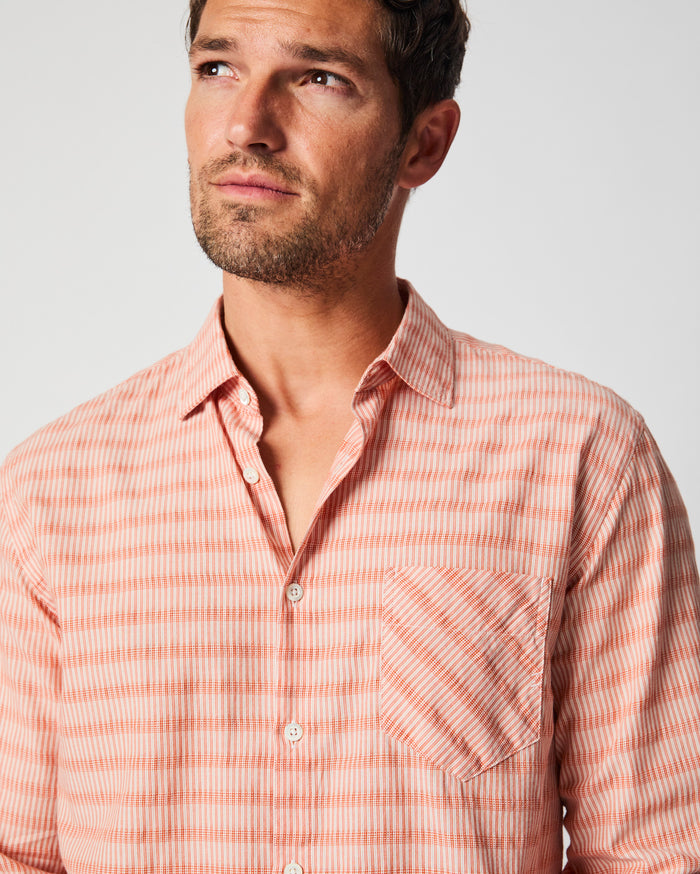 Textural Stripe John T Shirt in Terracotta