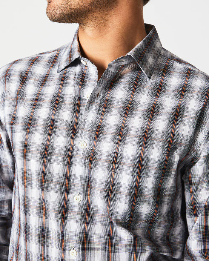 Shadow Plaid Pickwick Shirt in Dark Blue/Multi