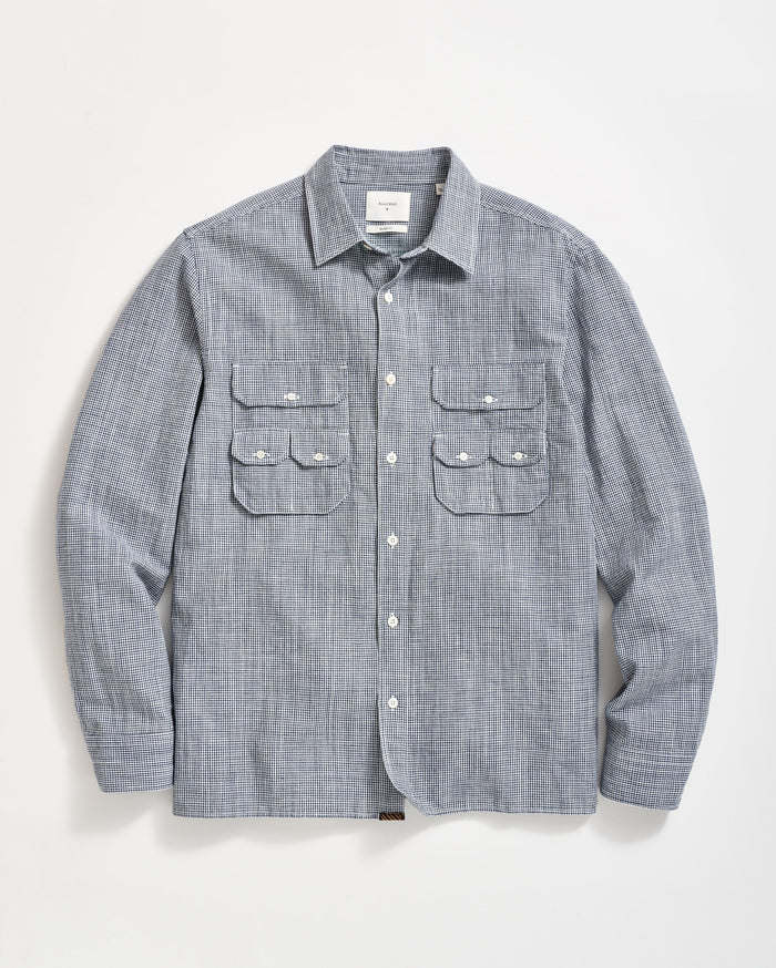 Micro Check Creek Shirt in Carbon Blue