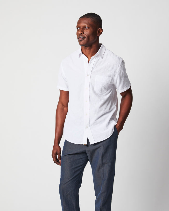 Short Sleeve Jacquard Cypress Shirt in White