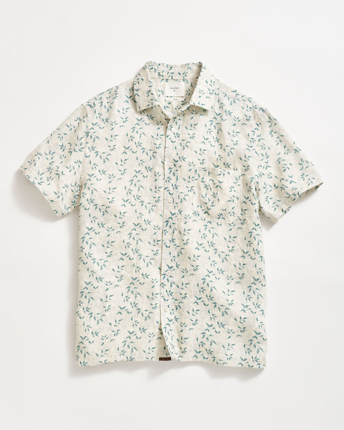 Short Sleeve Hatch Linen Treme Shirt in Tropic Blue