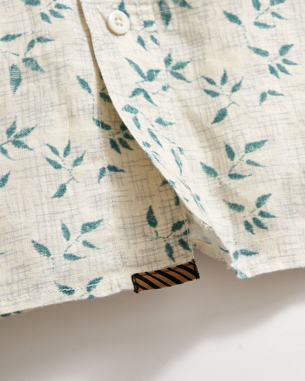 Short Sleeve Hatch Linen Treme Shirt in Tropic Blue