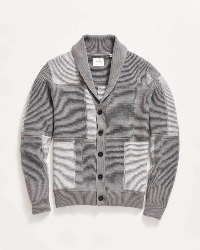 Patchwork Cardigan in Washed Grey Melange Multi