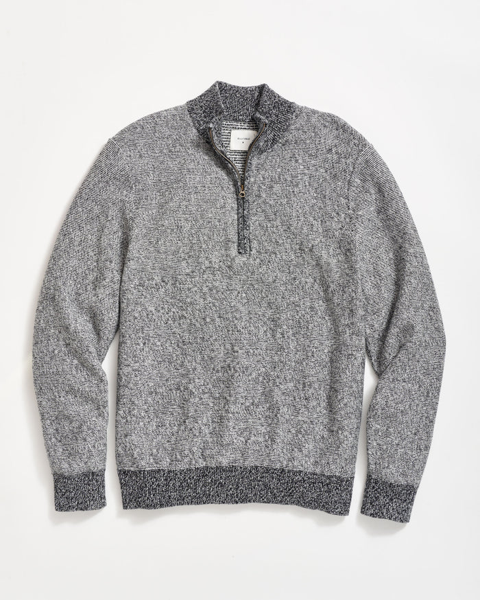 Long Sleeve Stripe Half Zip in Medium Grey Heather