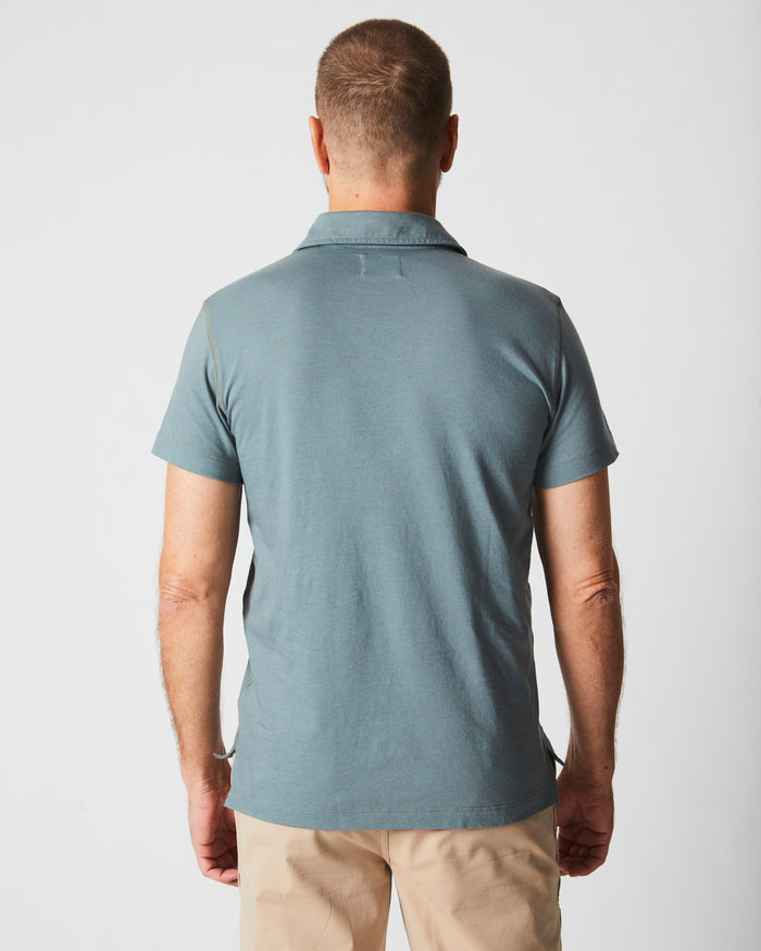 Stripe Pensacola Polo in Slate Green