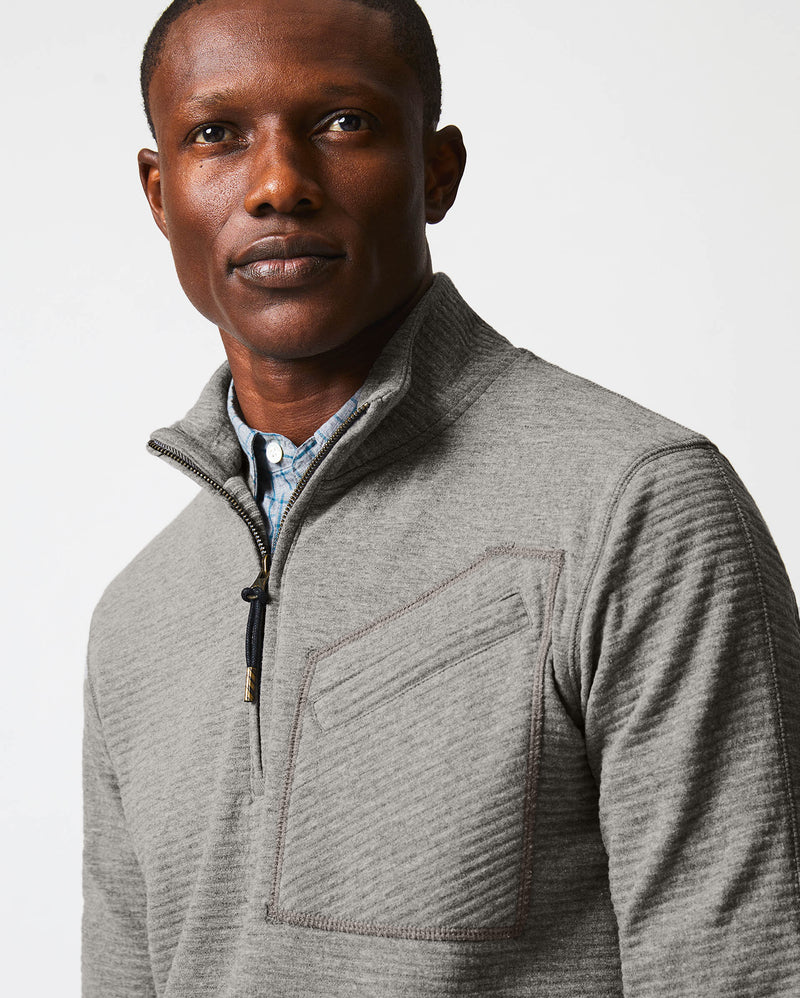 Quilted Half Zip in Medium Grey