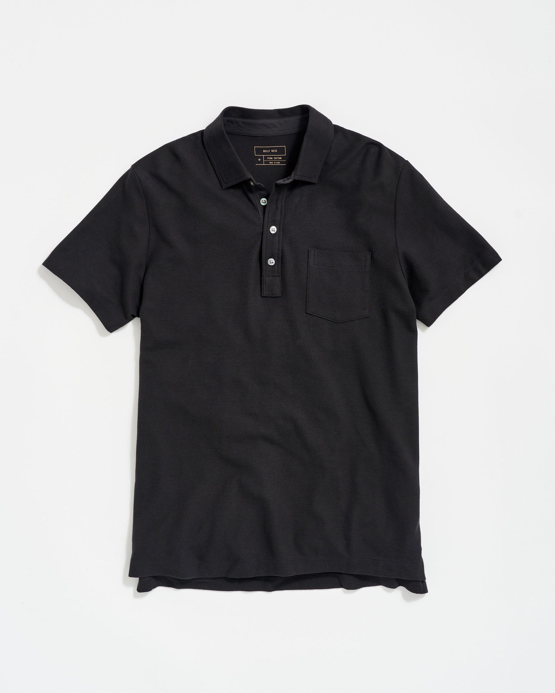 PIQUE PENSACOLA POLO IN BLACK Billy Reid