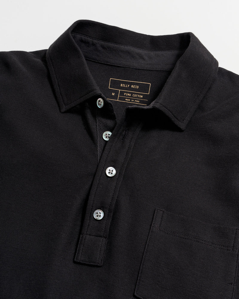 Pique Pensacola Polo in Black